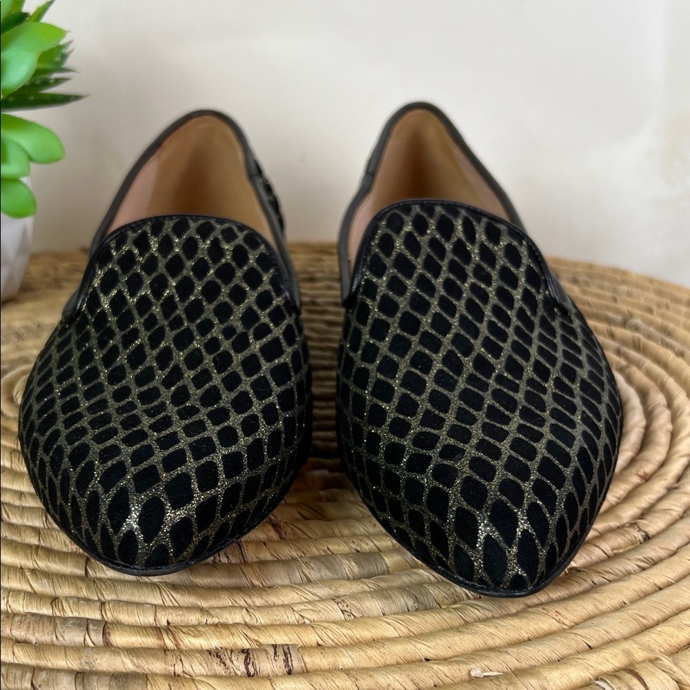 Italeau Theresa Loafers Black With Metallic Harlequin Pattern Smoking Flat 38 - Picture 3 of 11